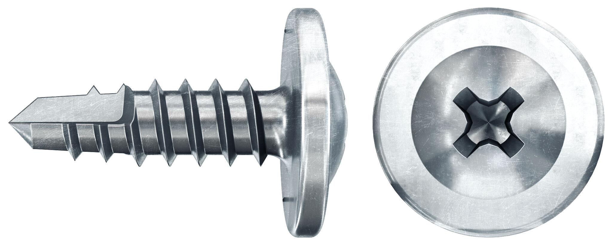 Fischer Profile Connector Screw 4.2 X 13 With Drill Tip, Half Round Head, Full Thread And Phillips PH, Blue-Galvanised For Connecting Metal Profiles